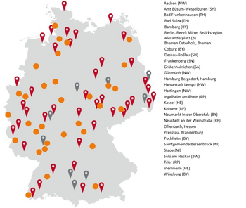 Karte mit den neuen Engagierten Städten